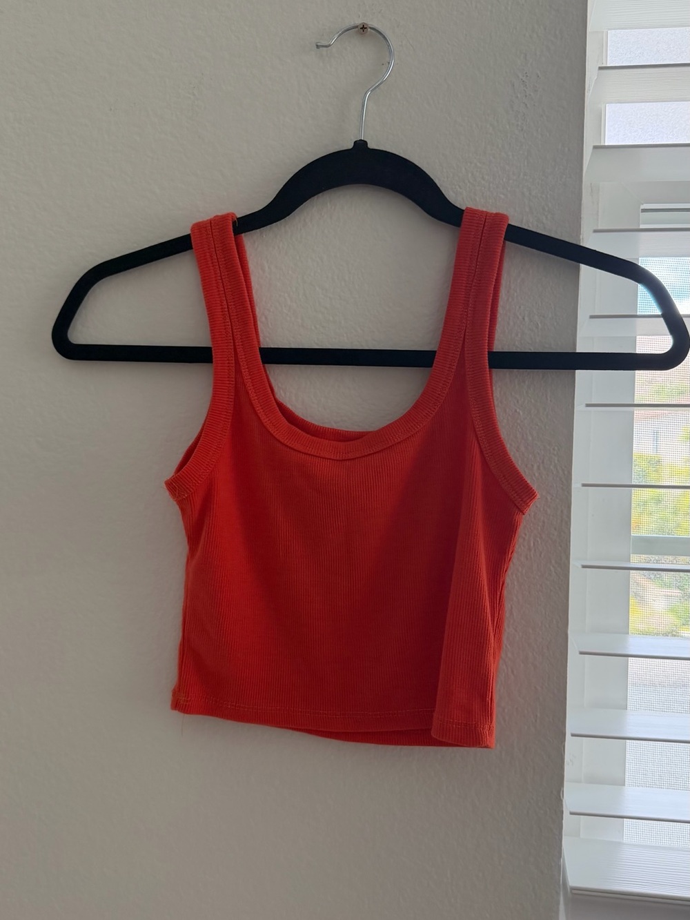 Women's Red Ribbed Tank Crop Top